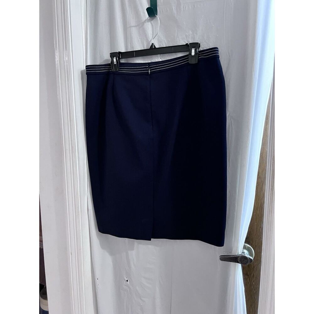 Boden Blue Ponte Knit Pencil Skirt White Stitching Sz 14 Career Wear Classic - Picture 4 of 8